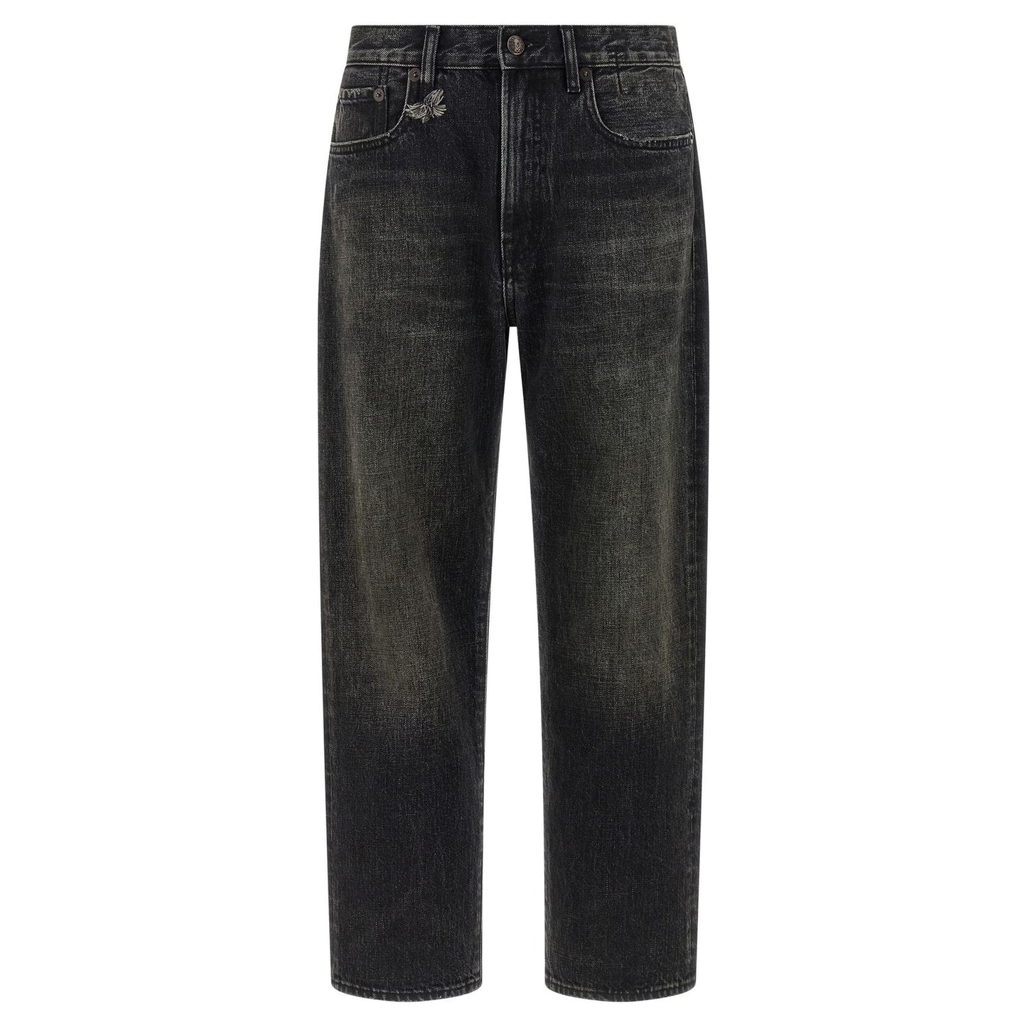R13 Black Cotton Straight-Leg Jeans