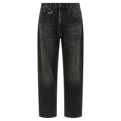 R13 Black Cotton Straight-Leg Jeans