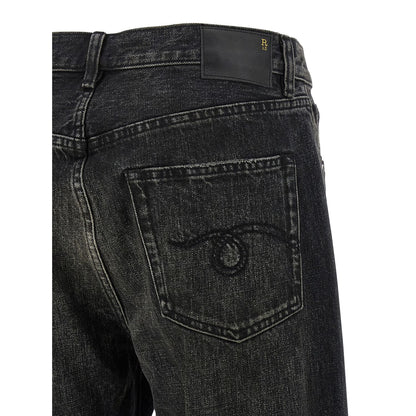 R13 Black Cotton Straight-Leg Jeans
