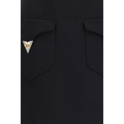 Versace Black Wool Oves Aries Mini Skirt