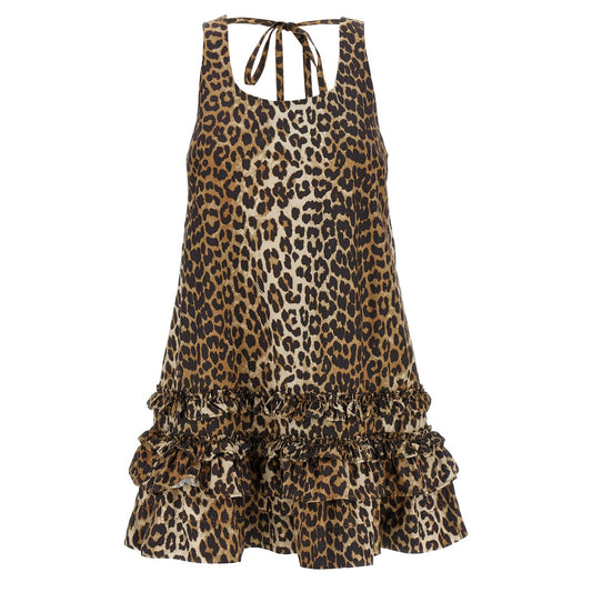 Ganni Brown Organic Cotton Short Dress