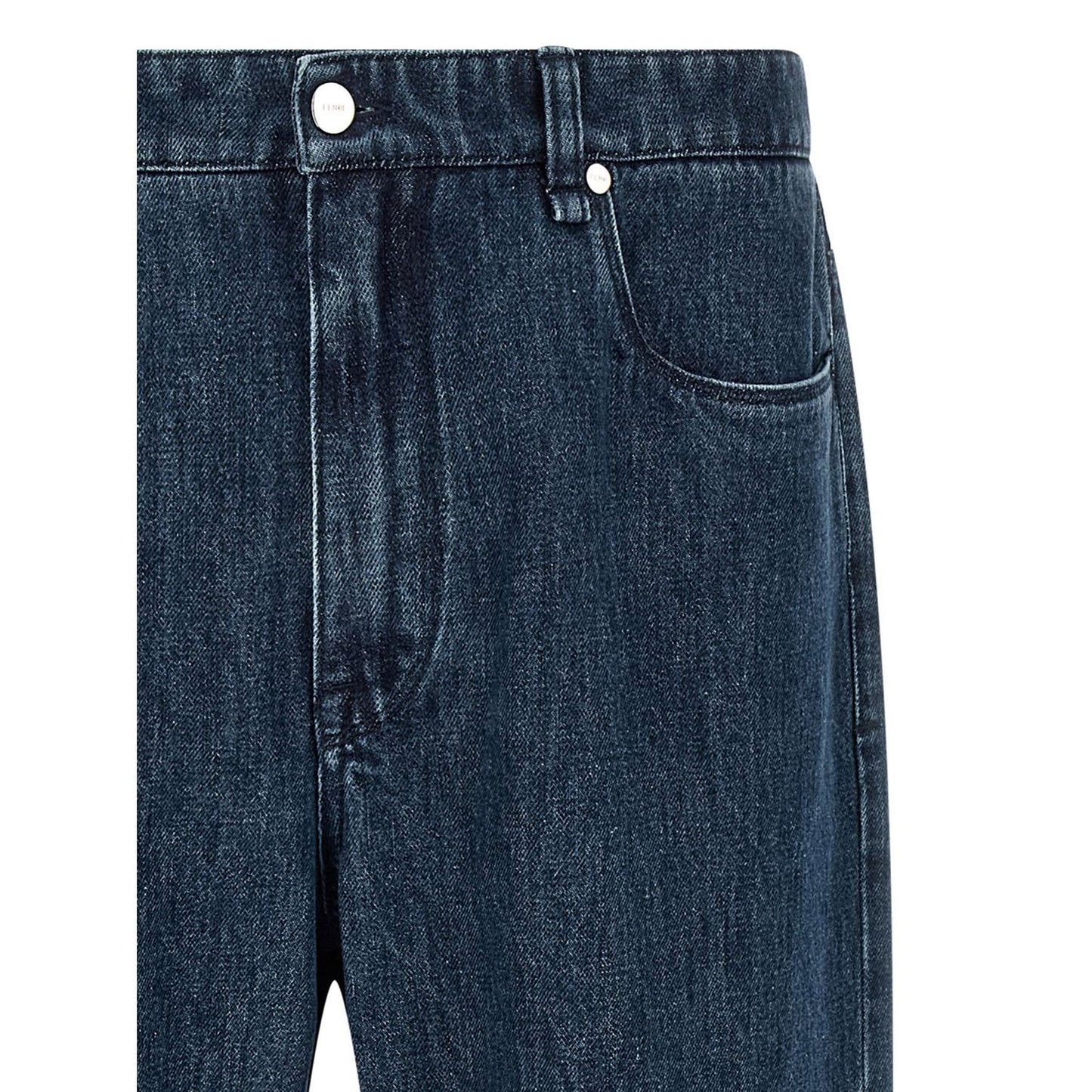 Fendi Blue Cotton Flared Jeans