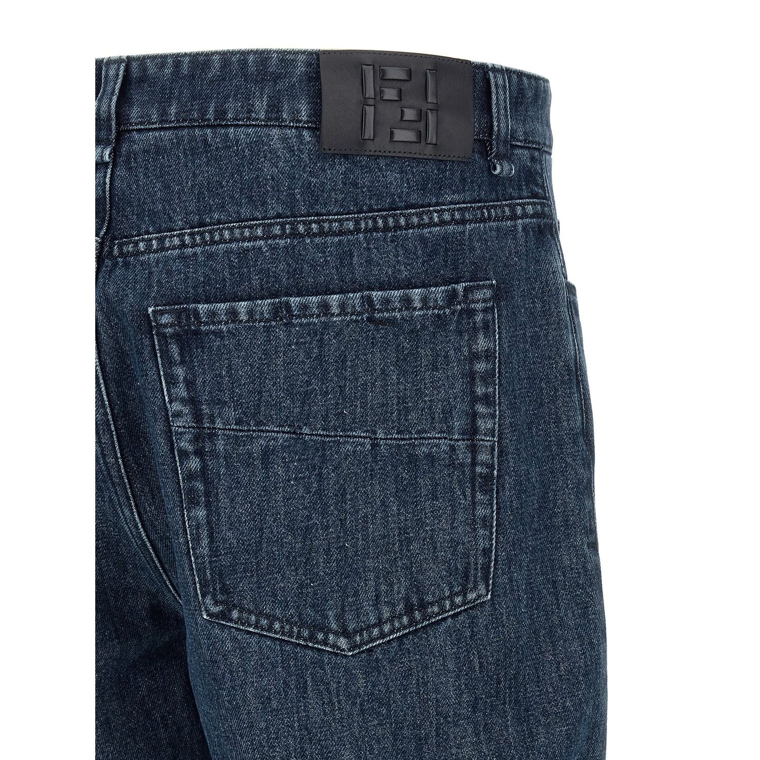 Fendi Blue Cotton Flared Jeans