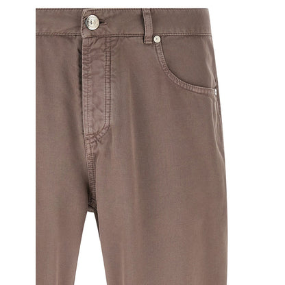 Brunello Cucinelli Brown Cotton Casual Pants
