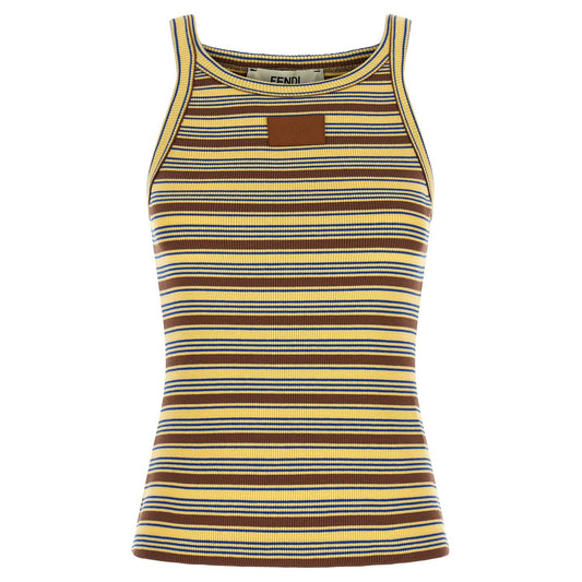 Fendi Multicolor Cotton Sleeveles T-Shirt