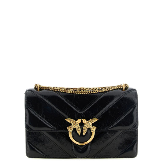 PINKO Black Calfskin Shoulder Bag