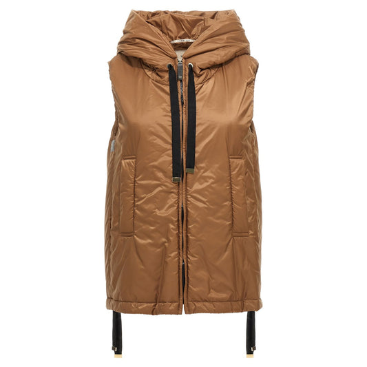Max Mara Brown Polyester Sleeveless Jacket