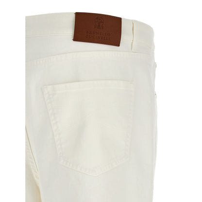 Brunello Cucinelli White Cotton Cropped Jeans