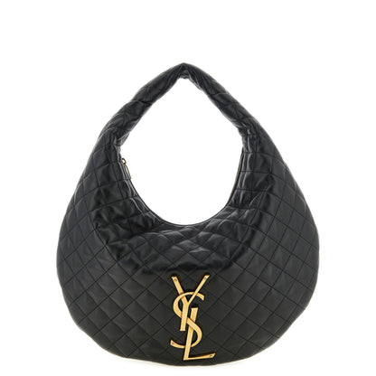 Saint Laurent Black Lamb Leather Hobo Icare Shoulder Bag
