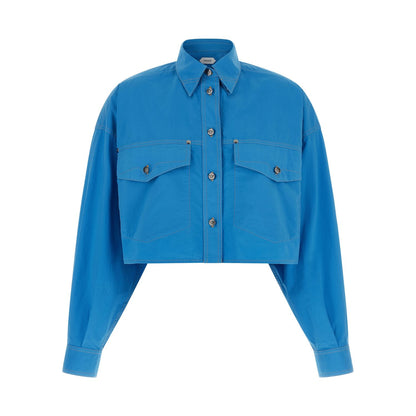 Versace Blue Cotton Blouse