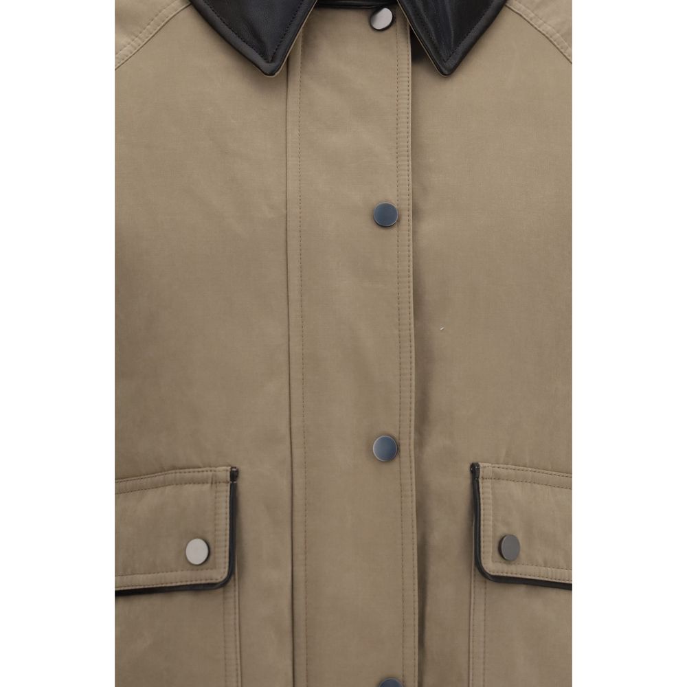 Brunello Cucinelli Beige Cotton Leather Jacket