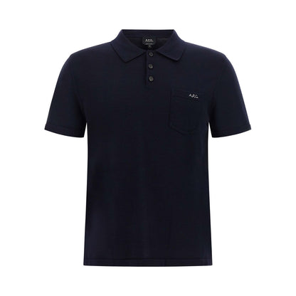 A.P.C. Blue Virgin Wool Polo Shirt