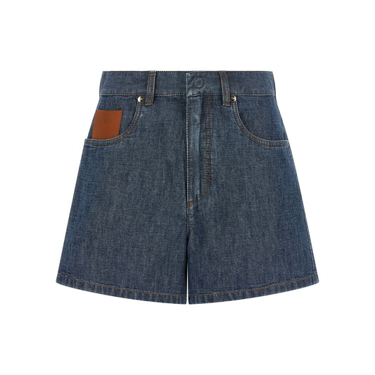 Fendi Blue Cotton Bermuda Shorts