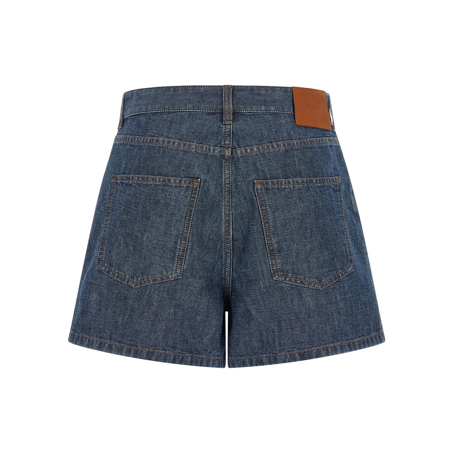 Fendi Blue Cotton Bermuda Shorts