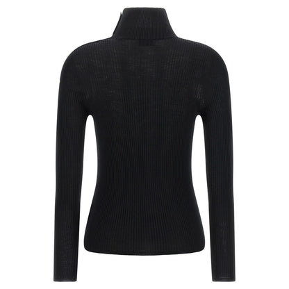 Moncler Black Virgin Wool Cardigan