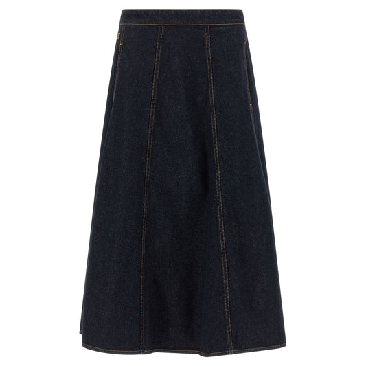 Alberta Ferretti Blue Cotton Mini Skirt