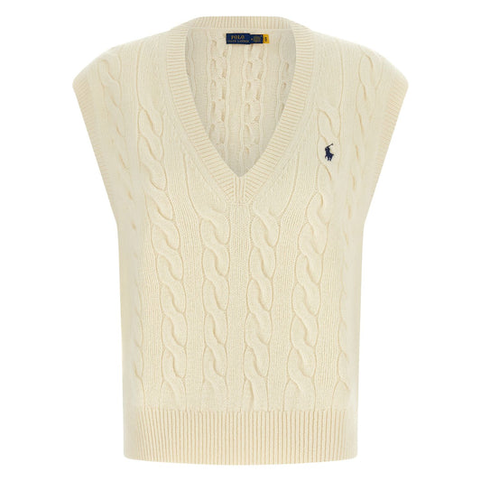 Polo Ralph Lauren White Wool Sleeveless Jacket