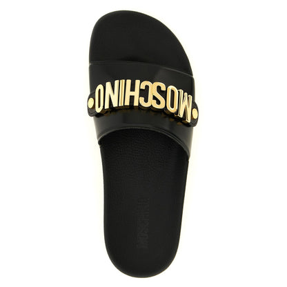 Moschino Gold Pvc Slides