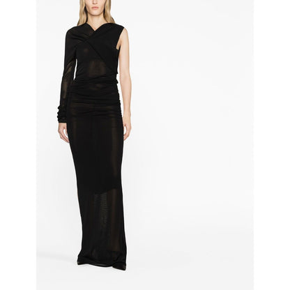 Saint Laurent semi-sheer one-sleeve long dress
