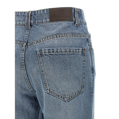 Brunello Cucinelli Blue Cotton Cropped Jeans