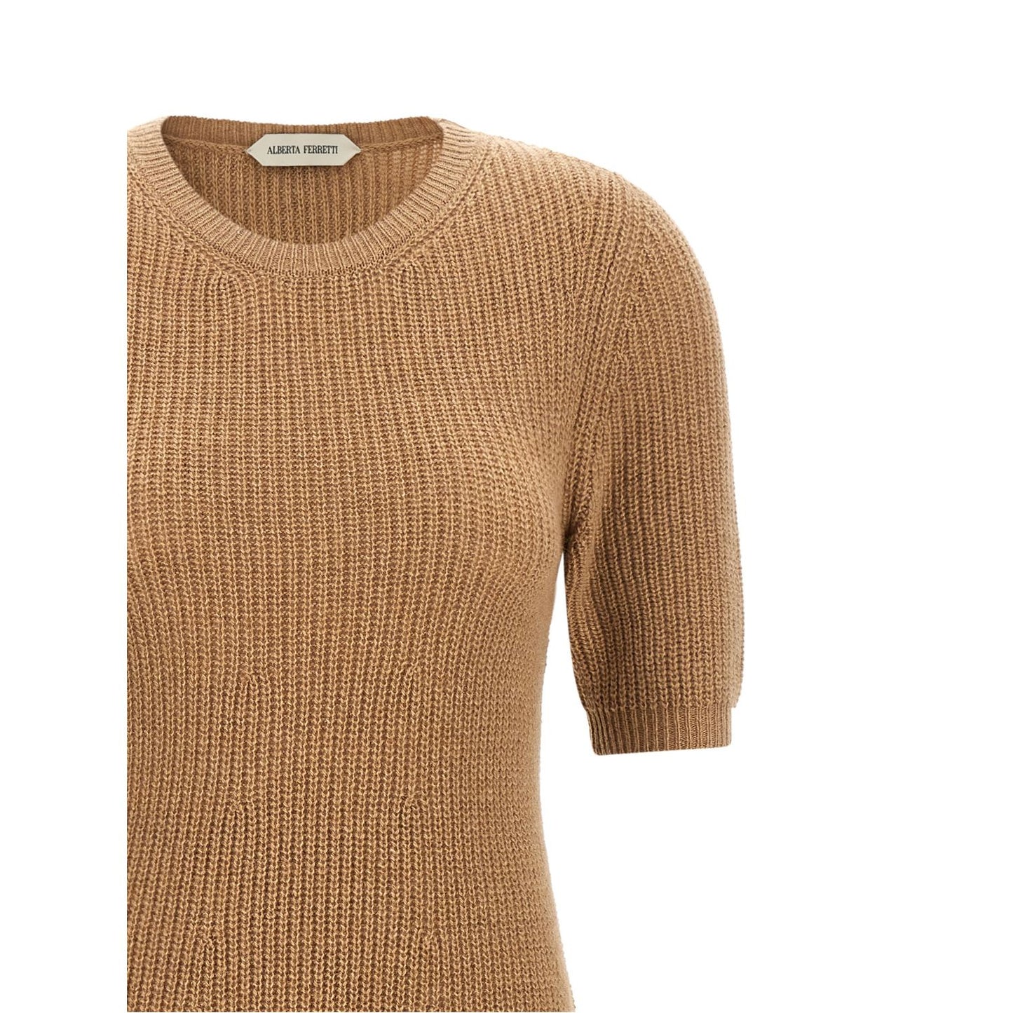 Alberta Ferretti Brown Cashmere Midi Dress