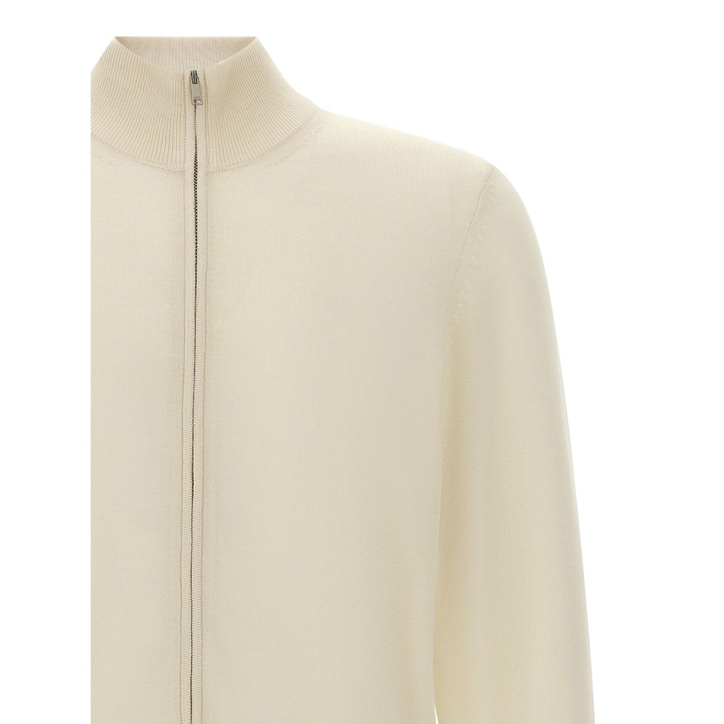 Hugo Boss White Virgin Wool Cardigan