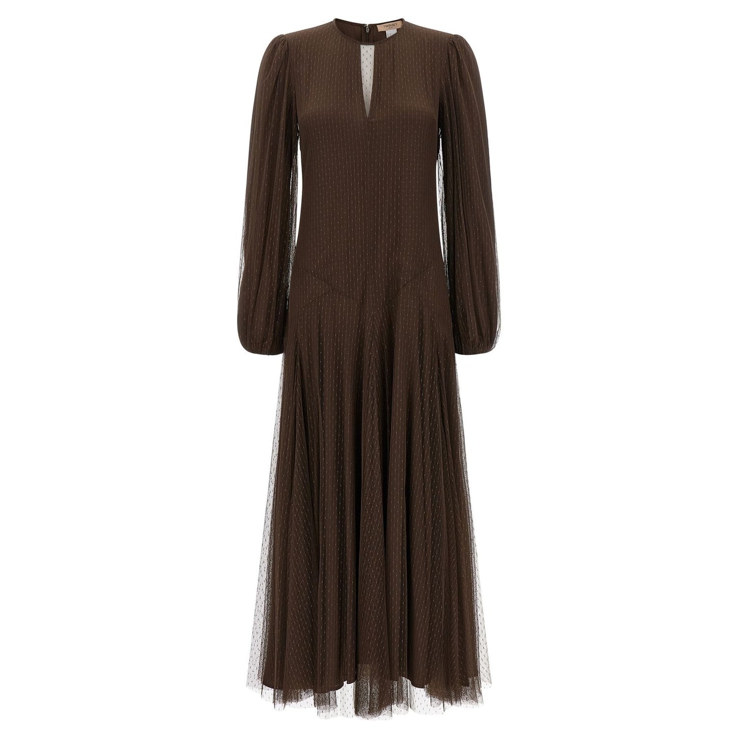 Twinset Brown Polyester Long Dress