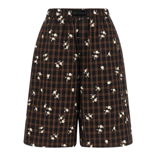 Ganni Brown Organic Cotton Bermuda Shorts