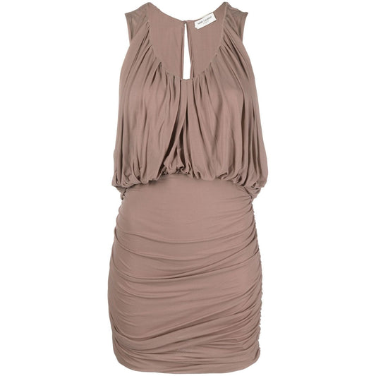 Saint Laurent Sleeveless Draped Minidress 731056Y5G985762
