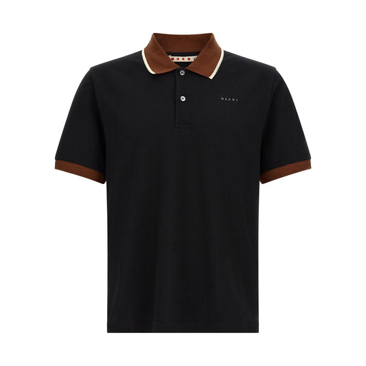Marni Black Cotton Polo Shirt