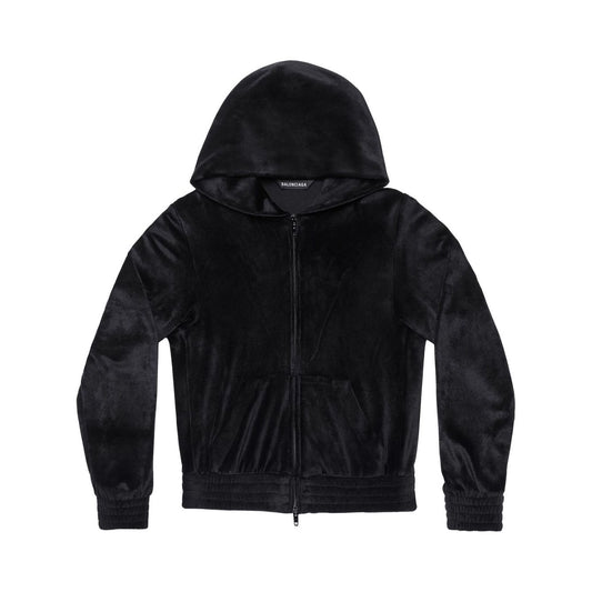 Balenciaga Crystal embellished velvet zip-up hoodie Topwear