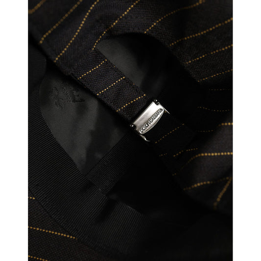 Dolce & Gabbana Black Gold Pinstriped Cotton Baseball Cap Hat