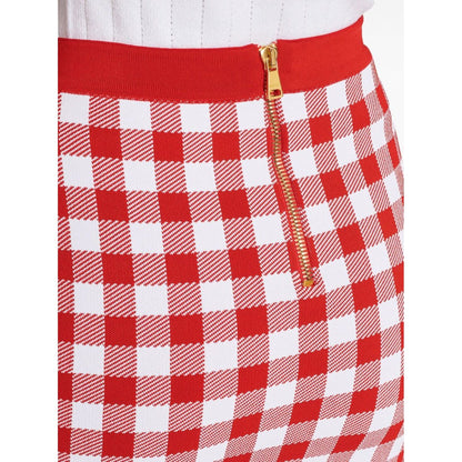 Balmain Gingham fine-knit miniskirt