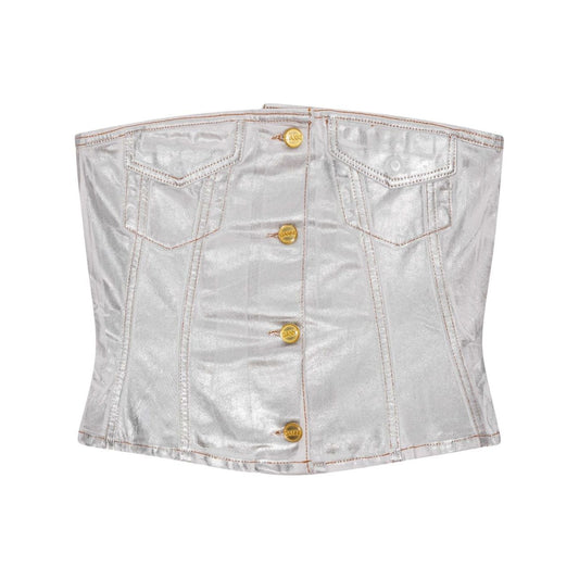 Ganni Silver Foil Denim Corsage J1379151