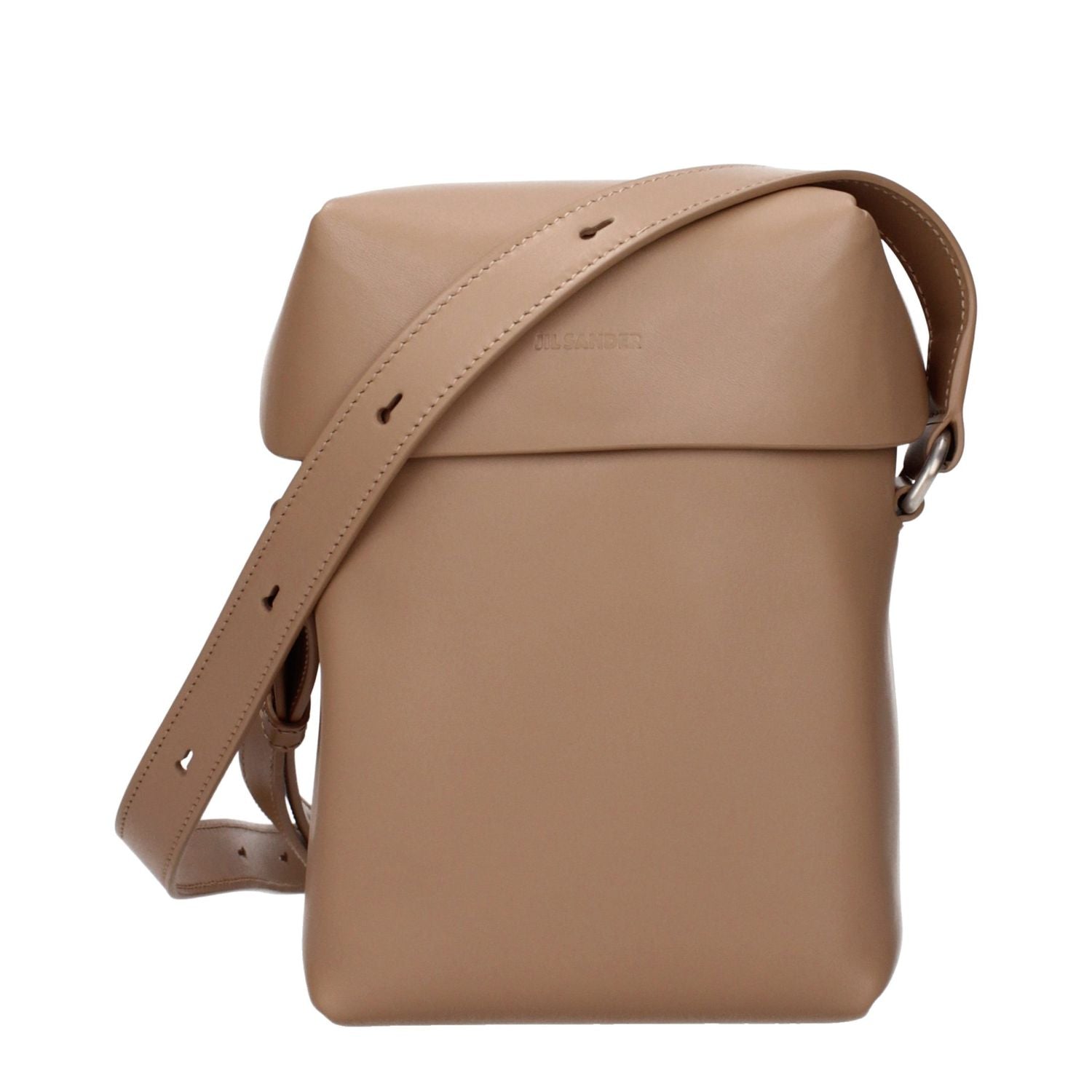 Jil Sander Brown Leather Crossbody Bag