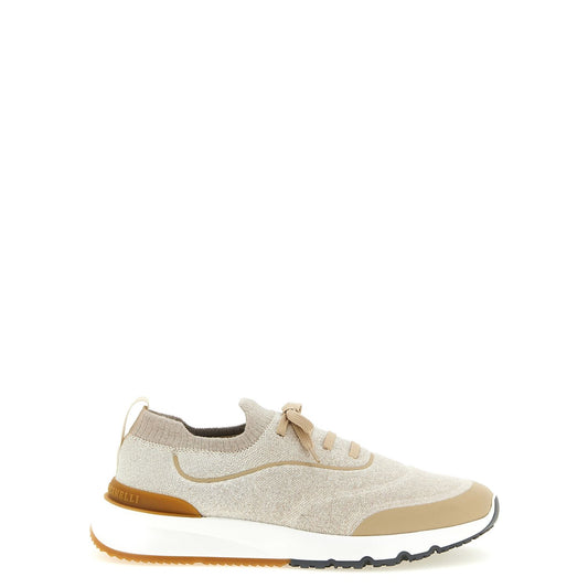 Brunello Cucinelli Beige Cotton Athletic Sneakers