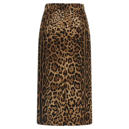Dolce & Gabbana Brown Viscose Midi Skirt