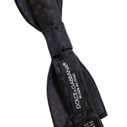 Dolce & Gabbana Dark Blue Diamond Pattern Adjustable Neck Papillon Bow Tie