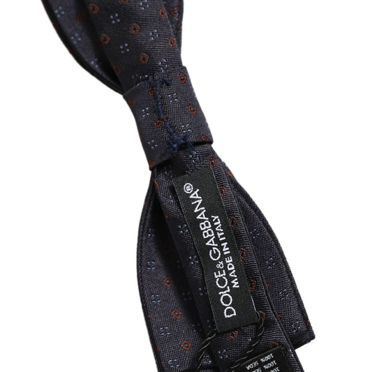 Dolce & Gabbana Dark Blue Diamond Pattern Adjustable Neck Papillon Bow Tie