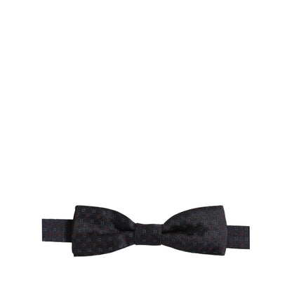 Dolce & Gabbana Dark Blue Diamond Pattern Adjustable Neck Papillon Bow Tie