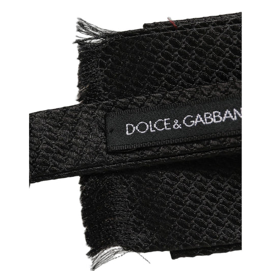Dolce & Gabbana Men Black 100% SIlk Adjustable Neck Papillon Bow Tie