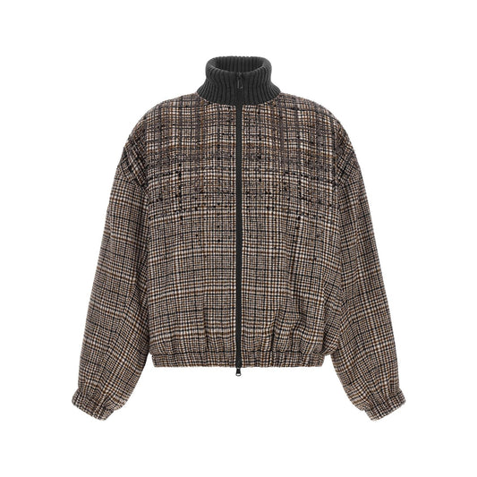 Brunello Cucinelli Brown Alpaca Leather Bomber