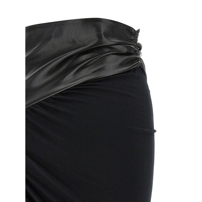 The Andamane Black Viscose Midi Skirt