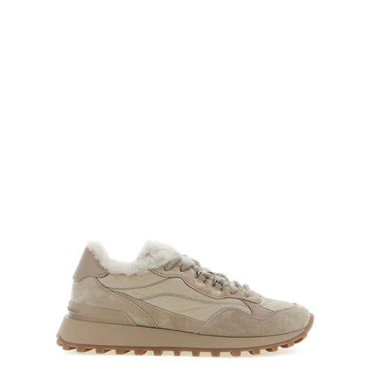 Brunello Cucinelli Beige Calfskin Athletic Sneakers