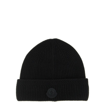 Moncler Black Virgin Wool Beanie
