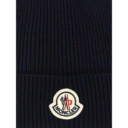 Moncler Blue Virgin Wool Beanie