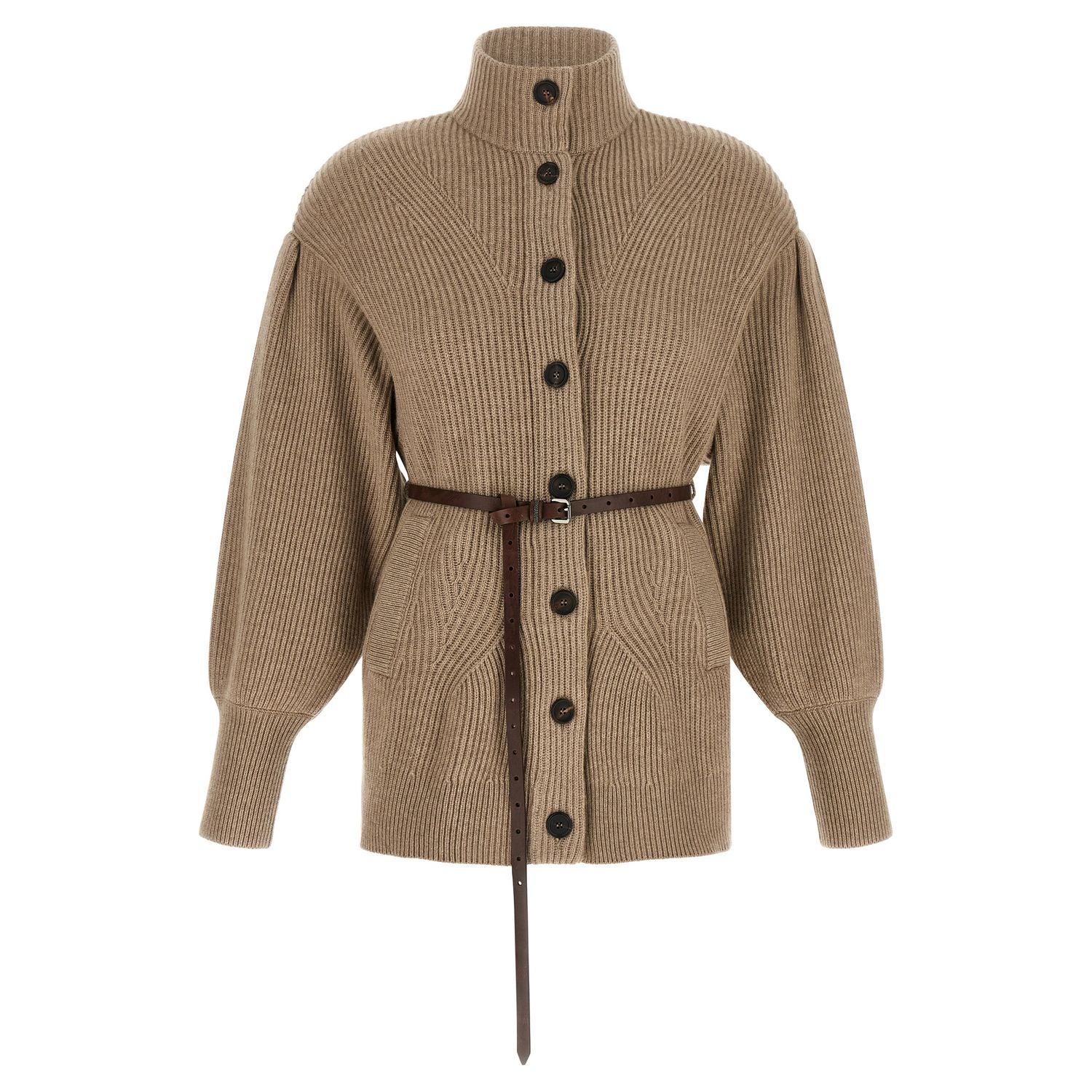 Brunello Cucinelli Beige Virgin Wool Cardigan