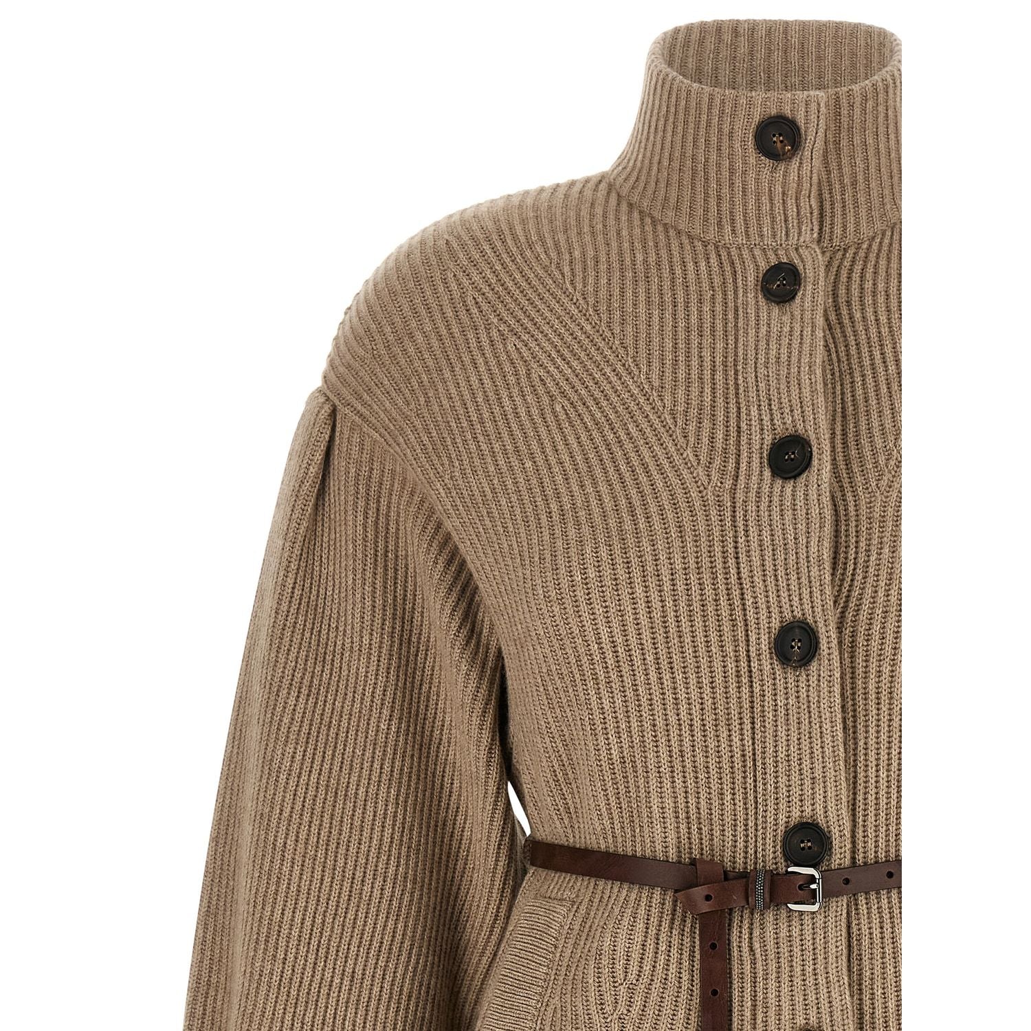Brunello Cucinelli Beige Virgin Wool Cardigan