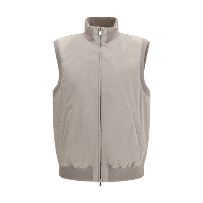 Brunello Cucinelli Gray Polyester Sleeveless Jacket
