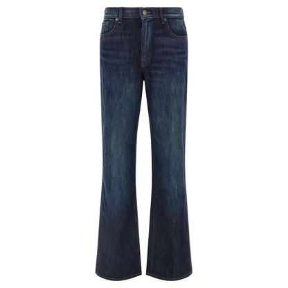 7 For All Mankind Blue Cotton Flared Jeans